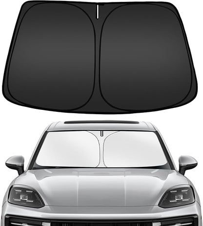 ARISMOTOR Windshield Sun Shade for Porsche Cayenne 2019-2025, Custom Fit Foldable Front Window Sunshade Sun Visor Protector, Block UV Rays Keep Your Car Cooler
