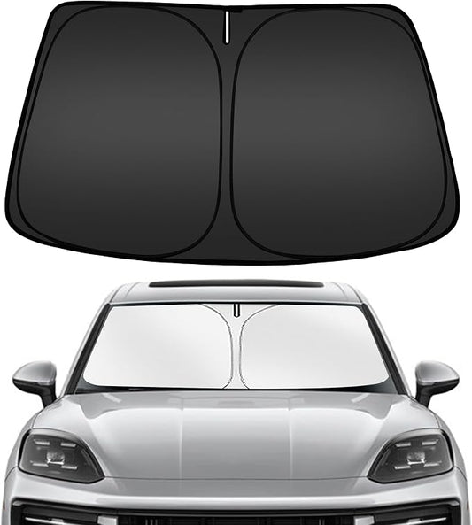 ARISMOTOR Windshield Sun Shade for Porsche Cayenne 2019-2025, Custom Fit Foldable Front Window Sunshade Sun Visor Protector, Block UV Rays Keep Your Car Cooler