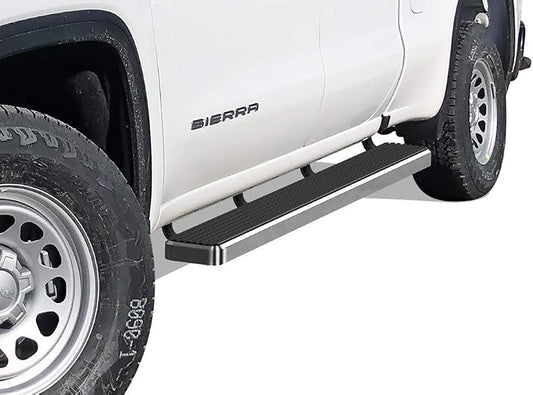 APS (Silver 6in 304 Stainless Steel) Running Boards Compatible with Chevy Silverado GMC Sierra 1500 2019-2026 Crew Cab & 2500 HD 3500 HD 2020-2026 (Silverado 1500 LTD Sierra 1500 LD 2022)