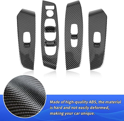 Car Door Power Window Lift Switch Protection Decor Panel for Nissan Sentra 2020 2021 2022 2023 2024 2025 Auto Interior Accessories Armrest Side Pull Handle Trim Cover Carbon Fiber Style 4Pcs