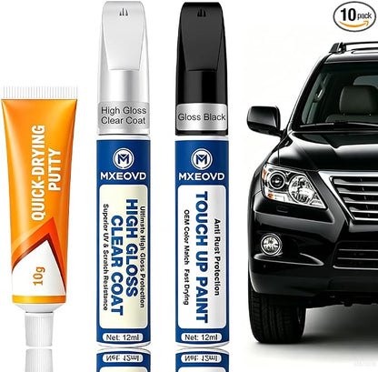 Gloss Black for Car Touch Up Paint Kit, All-in-One Car Paint Scratch Repair Kit with Fast Dry Putty and Glossy Clear Coat,Easy At-Home Car Scratch Restoration