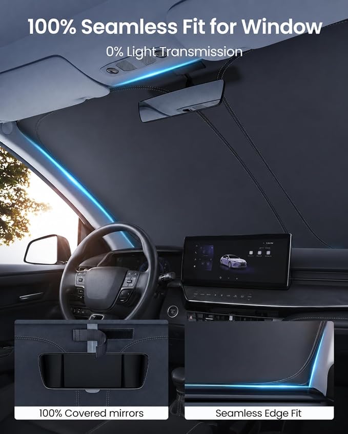 REEVAA Upgraded for Toyota Camry 2026-2018 Windshield Sunshade [Tailored Fit, 99% Sun Protection] Foldable Sun Shade Car Accessories with Storage Bag