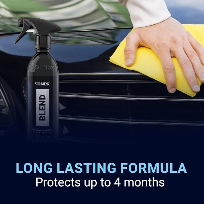Vonixx Blend Ceramic & Carnauba Spray Wax - Black Edition | Deep Shine for Dark Paints | Superior Automotive Care Solution | Conceals Swirls and Scratches | Car wax Essential | 16.9 fl oz (500 ml)