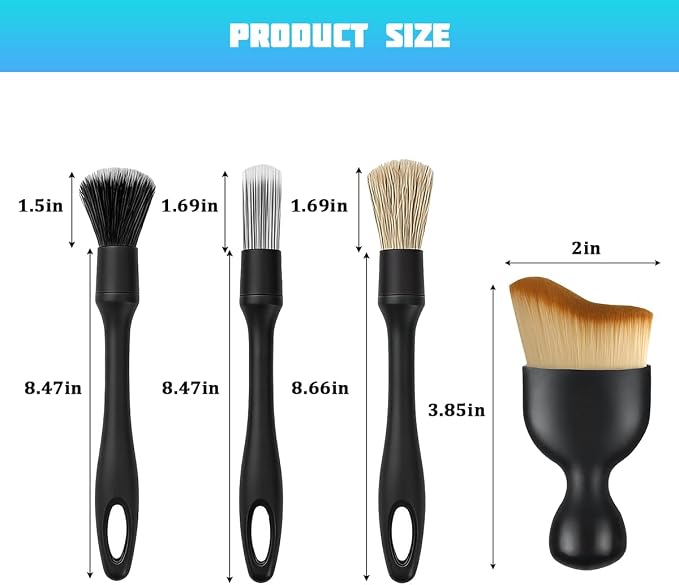 Bittwee Car Detailing Brush Kit, 5PCS Soft Bristle Multi-Use Vehicle Air Vent Detailing Wash Brushes, Automotive Interior or Exterior Cleaning Kit, Universal for SUV Automobile Truck