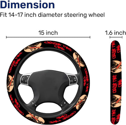GENANY Hockey Mask Horror Steering Wheel Cover, Non Slip Polyester Car Wheel Protector for Car SUV Truck, Universal 15 Inch