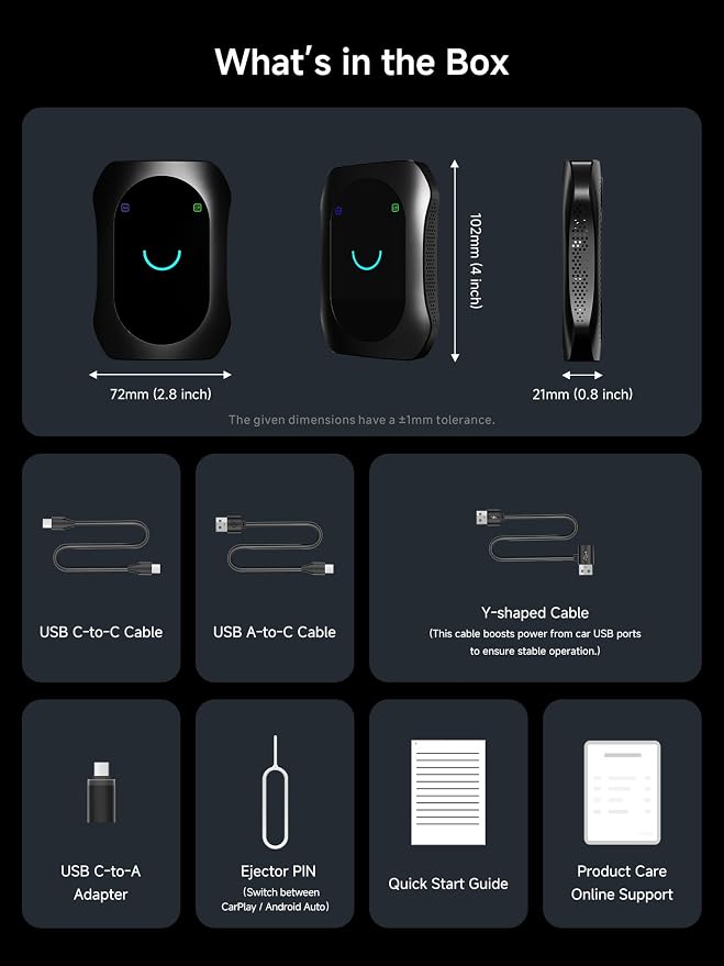 Magic AI Box, Wireless CarPlay/Android Auto Adapter, Car Video Box Supports for Netflix/YouTube/TikTok/TF Card, DriveChat AI Smart Box with GPS/Dual Bluetooth
