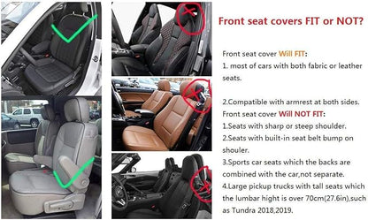 Comfortable Leather Auto Car Seat Covers 5 Seats Full Set Universal Fit (Black & Pink
