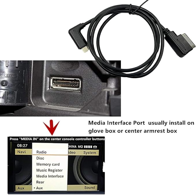 MDI Type C AUX Adapter, 2 in 1 Car Music Audio Interface Compatible with Mercedes Benz for 17 16 Pro Max Air 15 Pro Max 15 Plus Android Galaxy Note Google