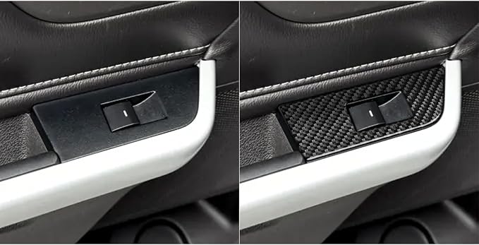 Premium Carbon Fiber Compatible with Ford Edge 2011-2014 SEL/Limited/SE/Sport Accessories Car Rear Door Window Lift Switch Trim Button Panel Cover Interior Trim Sticker Decal Black 2PCS