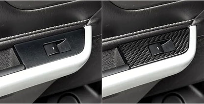 Premium Carbon Fiber Compatible with Ford Edge 2011-2014 SEL/Limited/SE/Sport Accessories Car Rear Door Window Lift Switch Trim Button Panel Cover Interior Trim Sticker Decal Black 2PCS