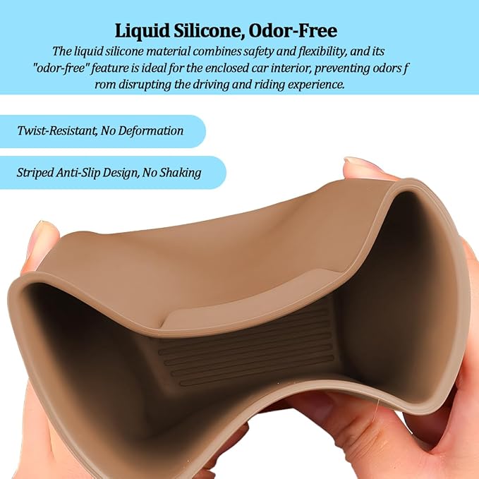 Car Trash Can, 2PCS Portable Silicone Leakproof Vehicles Side Door Storage Garbage Can, Multifunctional Automotive Interior Trash Bin, Universal for Automobile Truck SUV (Amber Brown)