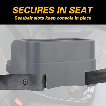Large Size Plastic Console for Cars, Trucks, Minivans, SUVs with 2 Adjustable Drink Cup Holders pad Book Holder, Back Bench and Front Seat or Floor Middle Console Universal Vehicle Organizer Grey