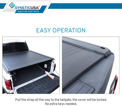 Syneticusa AR Automatic Retractable Truck Bed Cover with Crossbars for Ford F-150 2004–2026 | 5.5' (67”) Short Bed | Aluminum Hard Retractable Tonneau Cover | Waterproof, Low-Profile