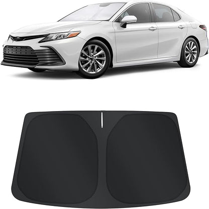 TINGLU Sun Shade for Toyota Camry LE XLE Hybrid SE XSE Sedan 2018-2024 Accessories Windshield Sun Shade Window Shade UV Rays Protection Sun Visor Cover with Steering Wheel Sunshade Storage Bag