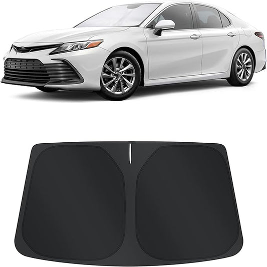 TINGLU Sun Shade for Toyota Camry LE XLE Hybrid SE XSE Sedan 2018-2024 Accessories Windshield Sun Shade Window Shade UV Rays Protection Sun Visor Cover with Steering Wheel Sunshade Storage Bag