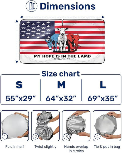GENANY My Hope is in The Lamb Windshield Sun Shade for Car SUV Truck (64x32 Inches), Automobile Sunshade, Protector Blocks UV, Car Accessories, Auto Decor