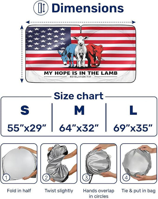 GENANY My Hope is in The Lamb Windshield Sun Shade for Car SUV Truck (64x32 Inches), Automobile Sunshade, Protector Blocks UV, Car Accessories, Auto Decor