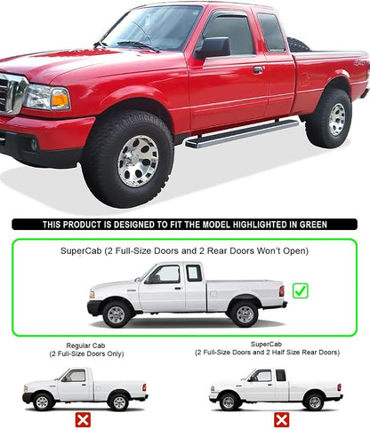 APS Running Boards (Nerf Bars Side Steps Step Bars) Compatible with Ford Ranger Mazda B-Series 1998-2011 Super Cab (Silver 5in 304 Stainless Steel)