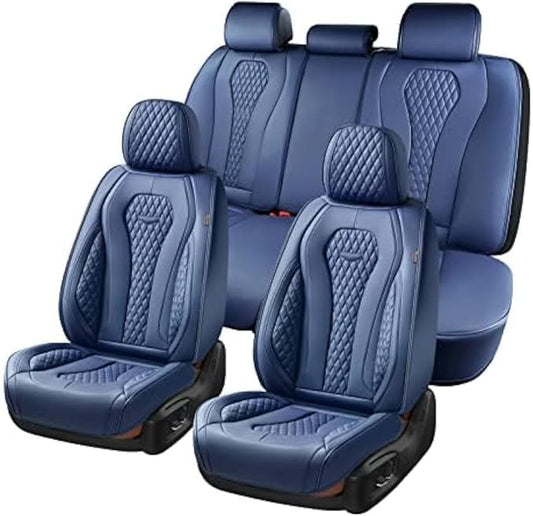Coverado Seat Covers, Blue Car Seat Covers Full Set, Auto Seat Cover, Car Seat Covers Front Seats Back Seat Cover, Waterproof Car Seat Cushion, Driver Seat Protector Universal Fit Most Cars
