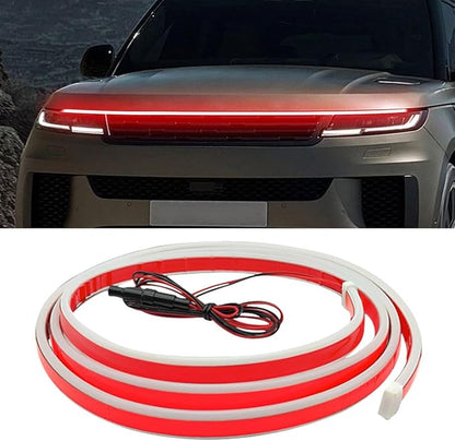 71 Inch Exterior Car LED Hood Light Strip, Flexible Waterproof Dynamic Scan Start Up Hoodbeam Lights, Universal 12V Bright Daytime Running Light Strip for Cars, SUVs, Trucks (Red)