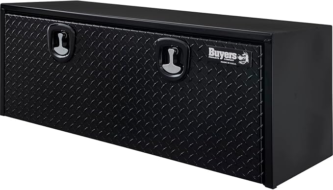 Buyers Products 1702510 Black Steel Truck Tool Box With Aluminum Diamond Tread Door, 18 x 18 x 48 Inch, Made In The USA, Truck Box for Organization & Storage, Job Tool Chest, Contractor Toolbox