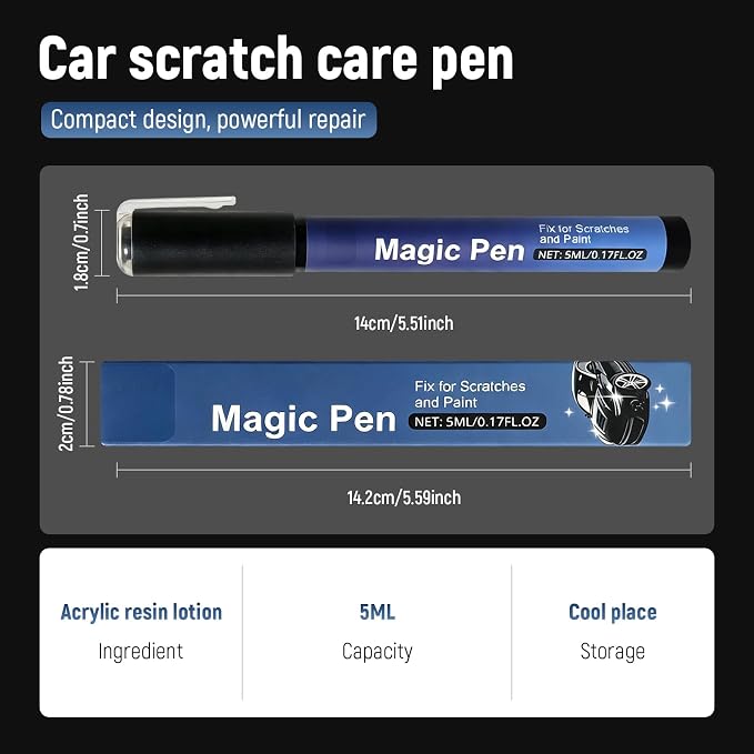 2 PCS Magic Car Scratch Removal Pen, 2026 New Car Paint Repair Pen for Minor Clear-Coat Scratches, Portable Auto Scratch Remover, Weather-Resistant for All Models
