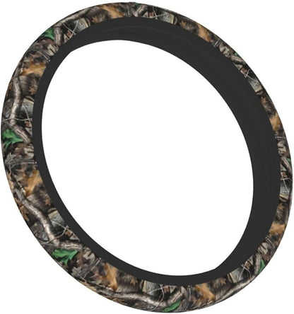 Forest Camo Steering Wheel Cover Camo Leaf Steering Wheel Cover for Men Women Anti-Slip Elastic Breathable Neoprene Steering Wheel Protective Cover 15in Universal Car Accessories for Cars, Auto, SUVs