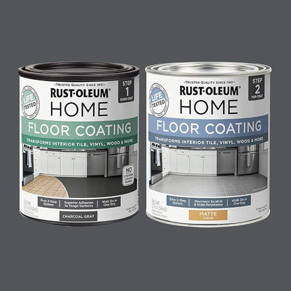 Rust-Oleum 367596 Home Interior Floor Coating Kit, Matte Charcoal Gray