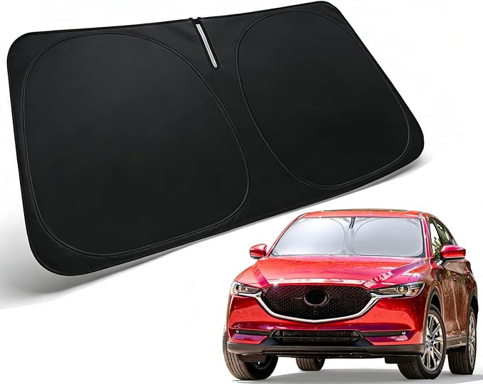 Windshield Sun Shade for 2017-2025 2026 Mazda CX-5, Car Front Window Sunshade with 240T Sun Visor Protector Blocks UV Rays Heat Sun Shield Accessories (Mazda CX5)