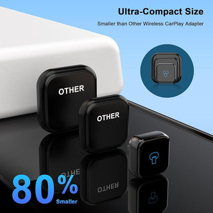 2026 Upgraded Wireless CarPlay Adapter and Android Auto Adapter,Mini Carplay Adapter Convert Wired CarPlay to Wireless,Fast Seamless Use Supports 1000+ Car's with Built-in Wired Car Play/Android Auto