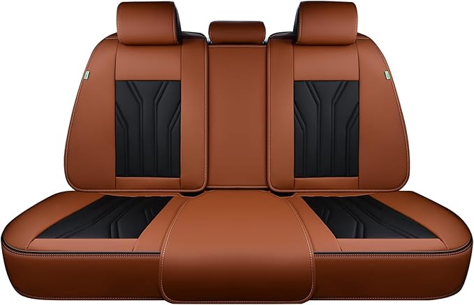 FLORICH Rear Seat Covers Leather Car Seat Covers Waterproof Back Seat Cover Automotive Seat Covers Universal Seat Cushion Protector for Most Cars Trucks SUV-Brown&Black