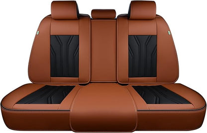 FLORICH Rear Seat Covers Leather Car Seat Covers Waterproof Back Seat Cover Automotive Seat Covers Universal Seat Cushion Protector for Most Cars Trucks SUV-Brown&Black