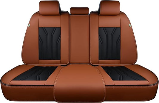 FLORICH Rear Seat Covers Leather Car Seat Covers Waterproof Back Seat Cover Automotive Seat Covers Universal Seat Cushion Protector for Most Cars Trucks SUV-Brown&Black
