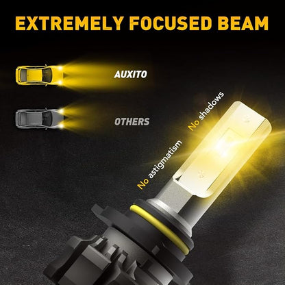AUXITO 9145 LED Fog Light Bulbs Yellow, 6000LM 3000K Amber Fog Lights, H10/9045/9140 Halogen Replacement for DRL or Fog Lamps, Canbus Ready, Non-Polarity, Pack of 2