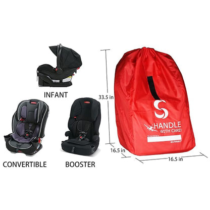 SLYNNAR Car Seat Travel Bag for Airplane - Fits Convertible Car Seats, Infant carriers & Booster Seats, Black-Upgrade