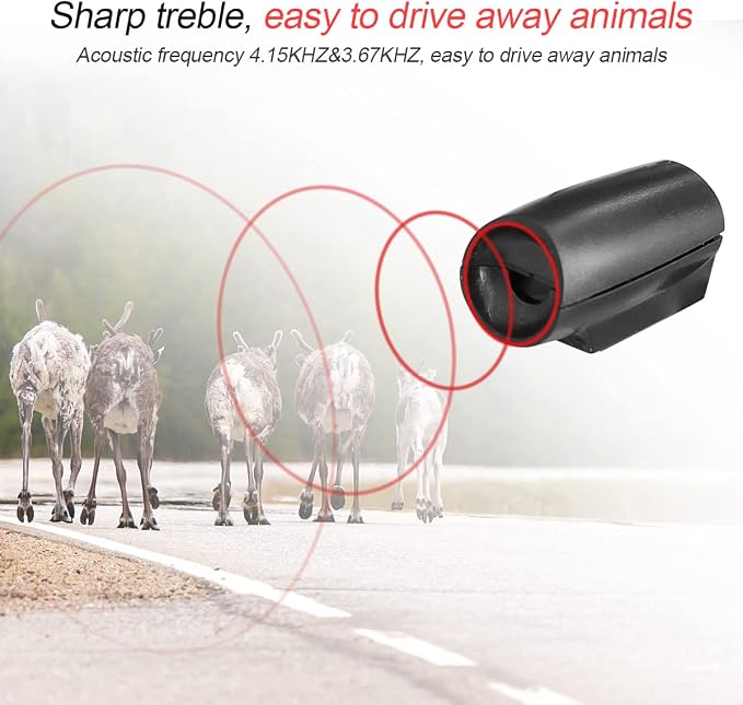 8sanlione Car Deer Warning Whistles Devices, 4 PCS Deer Whistles for Cars, Vehicles with Rubber Pads, Fit for Cars, Trucks, SUVs, Motorcycles, Car Safety Accessories (Black1)