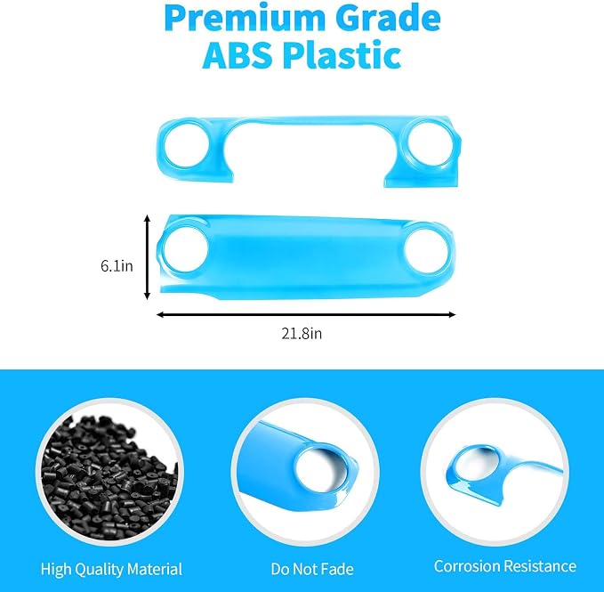 for JL Dashboard Decorative Panel Cover, Center Console Trim Cover Kit Compatible with 2018-2023 Jeep Wrangler JL JLU & Jeep Gladiator JT(Light Blue)