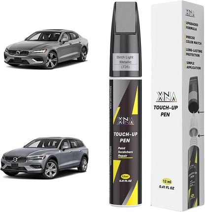 XNA Birch Light Metallic(726) for Volvo Touch Up Paint, Car Scratch Remover for Nicks and Chips Repair, 2-In-1 Quick & Easy Fix Car Scratch Repair Kit with Exact Color-Matched