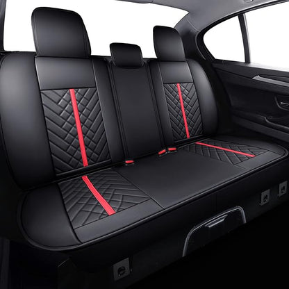 Tomatoman Tacoma Rear Seat Covers Compatible with Toyota Tacoma 2005-2025 2026 TRD Sport OffRoad Limited SR5 V6 Crew Double Extended Cab Truck Waterproof Leather Back Car Cushions(Rear Seat/Black-Red)