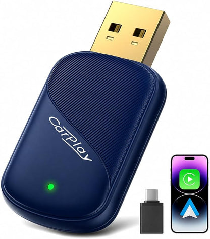 Wireless CarPlay Adapter for iPhone - Wired to Wireless CarPlay Dongle with USB-A/USB-C, Gold-Plated USB, Low Latency, Auto Reconnect, Mini Plug & Play Adapter for OEM Wired Cars 2016+