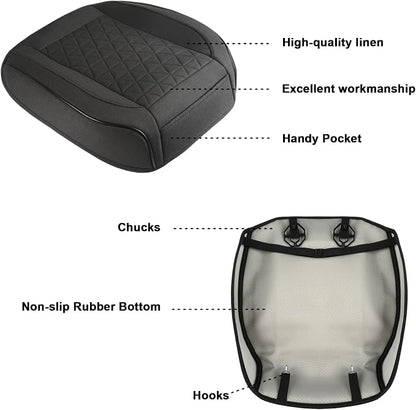 West Llama Linen Front Car Seat Cover Protector Anti-Slip Bottom Seat Cover Fits 95% of Vehicles,Wrapping Around The Bottom,Triangular Pattern(Black-1Pcs)