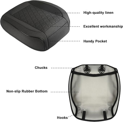 West Llama Linen Front Car Seat Cover Protector Anti-Slip Bottom Seat Cover Fits 95% of Vehicles,Wrapping Around The Bottom,Triangular Pattern(Black-2Pcs)