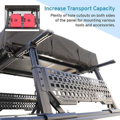 Syneticusa ER Power Retract Hard Tonneau Cover+R1 Rack+Molle Panels Fits 2004-2026 Ford F-150 5.5' (67”) (incl. Raptor/Lightning) Truck Bed Retractable