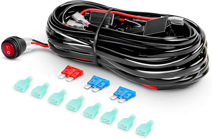 Nilight LED Pods 4Pcs 4.5Inch 42W Round Flood Off Road Fog Lights Driving Roof Light Bar Work Lighting 4200LM with 16AWG Wiring Harness Kit-4 Leads for Truck ATV UTV SUV Boat