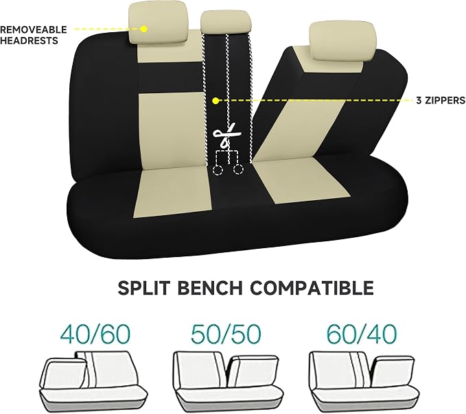 VarCozy Seat Covers for Car Front Pair, Breathable Cloth Front Car Seat Covers, Universal Cloth Seat Covers for SUV Sedan Van, Automotive Interior Covers, Airbag Compatible
