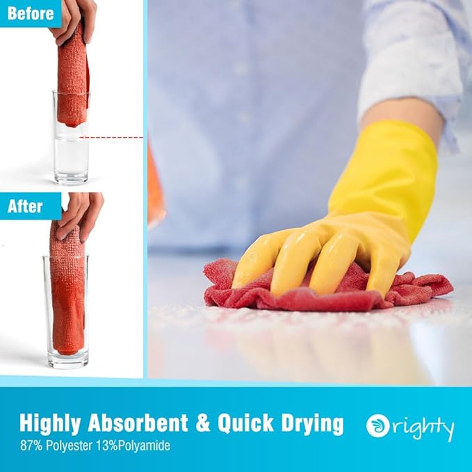 Orighty Microfiber Cleaning Cloth, 200 Pack Microfiber Towels for Cars, Multi-Purpose Shop Towels Cleaning Rags Bulk for Car, Home, Kitchen, 11.5’’ x 11.5’’, Red