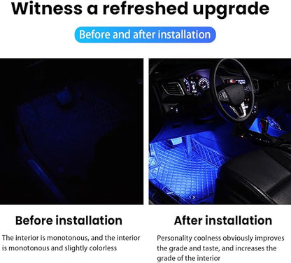 BESULEN Car Interior LED Lights, Automotive Ambient Neon Light Kit with USB Port, Car Accessories, Gifts for Men and Women, 4 in 1 Decoration Lights for Car, Garden, Home, Party（Blue）