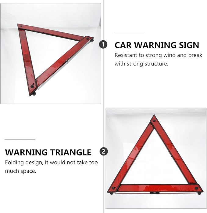 PRETYZOOM 2pcs Car Warning Triangle Signs Reflective Auto Safety Triangles with Folding Design for Roadside Emergency and Vehicle Breakdown Safety