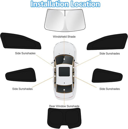 KUST Car Window Shades for Hyundai Elantra 2011-2015 2016 Windshield Sun Shade Side Window Cover UV Block Privacy Protection Accessories for Camping Blackout Rear Back Full Set 6PCS