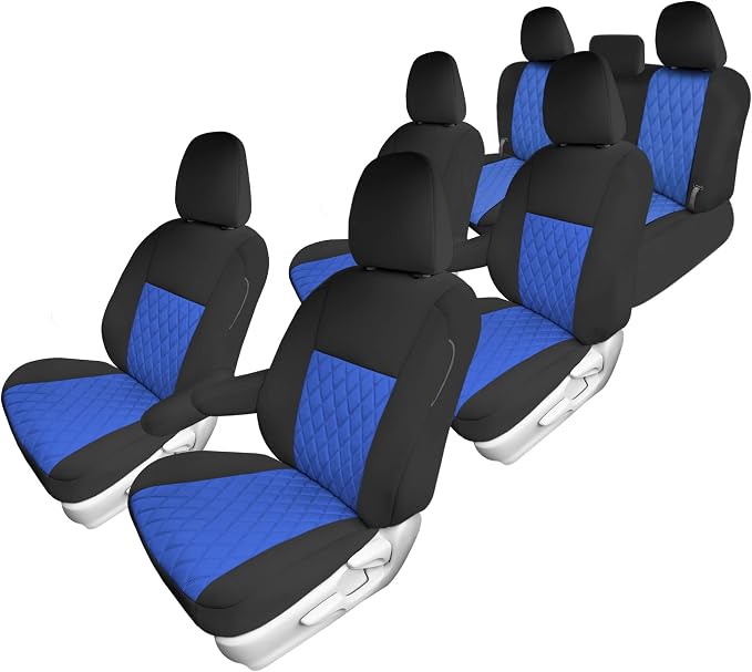FH Group Custom Fit Car Seat Covers Specifically Made for 2011-2020 Toyota Sienna 7 Seater with Ultraflex Neoprene Water Resistant Automotive Seat Covers - Full Set Blue